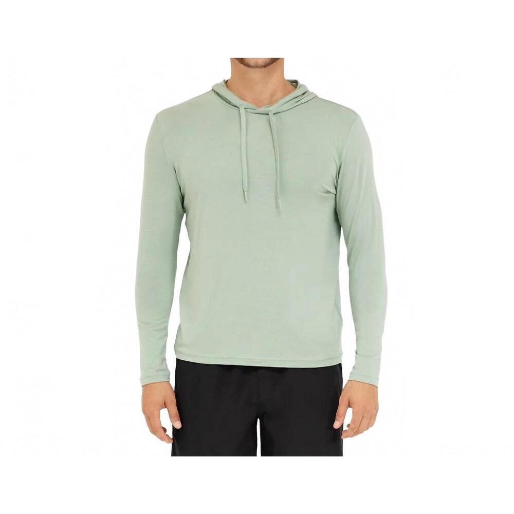 NEW SOMEWHERE SUNNY men's upf 50+ bamboo everyday lightweight hoodie in eucalypt